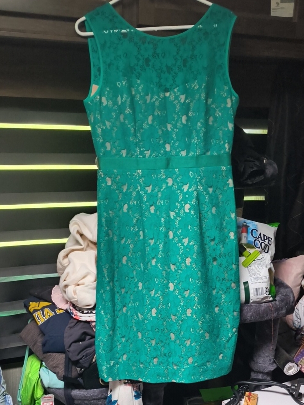 BCBGMaxAzria Teal Lace Sheath Dress